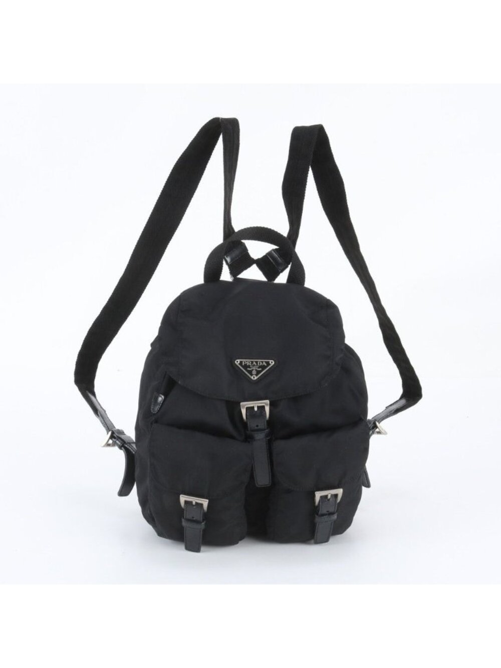 Prada Tessuto Nylon Triangle Logo White Tag Leather Backpack
